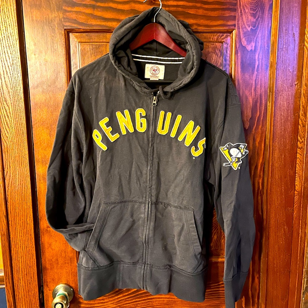 Pittsburgh Penguins distressed faded hoodie sweatshirt